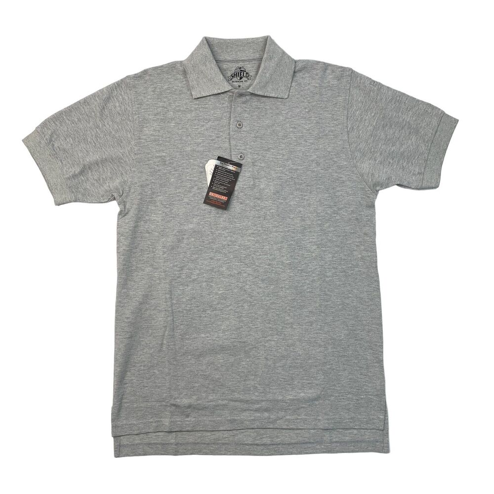 Shield Polo Shirt Mens M Medium Gray Cotton DesignLab Scotchgard Stain Proof
